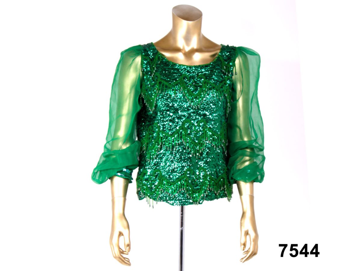50s Green Sequin Blouse