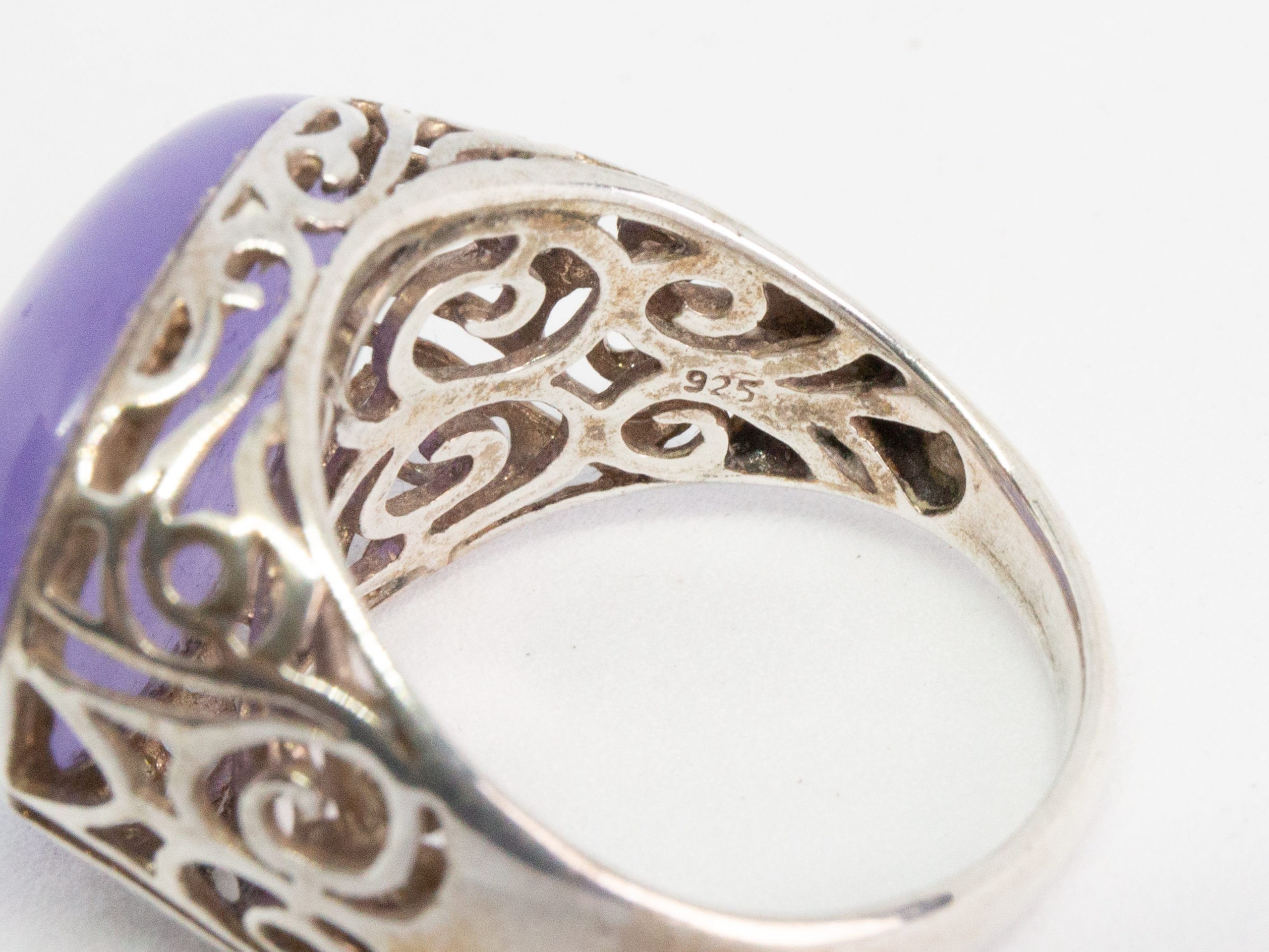 Modern Sterling Silver & Lilac Jade Ring