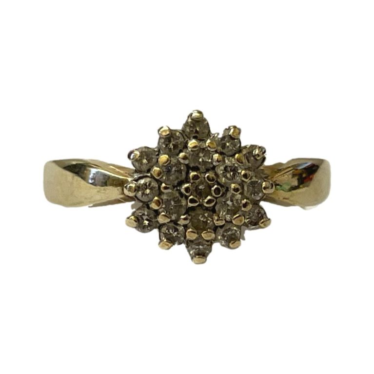 Main photo of ring with cluster front forward facing.