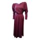 Main photo of full length of dress seen from the front. Stunning colour like a fine claret. Fitted waist, puffed upper arms and fitted below the elbow with buttons detail. Very classy and sassy little number!