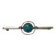 Main photo of brooch seen from the front. Blue stone circle to the centre with a ring around it.