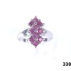Silver ring set with ten rubies