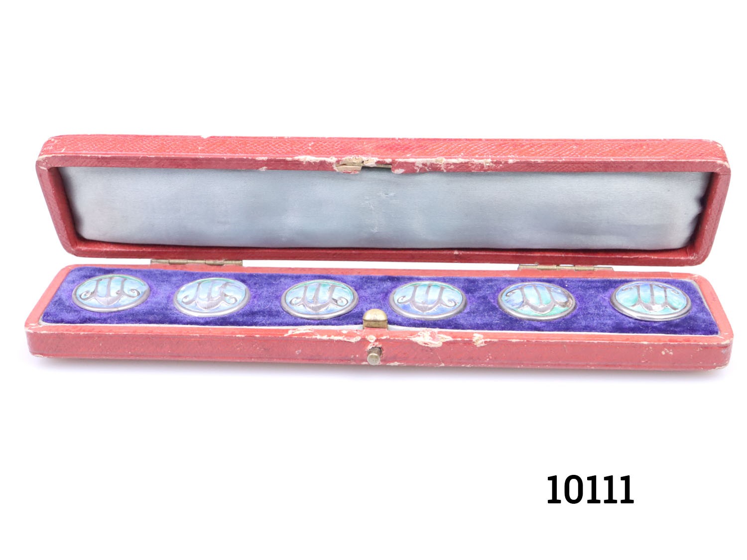 Boxed Set Of 6 Enamel Art Nouveau Buttons