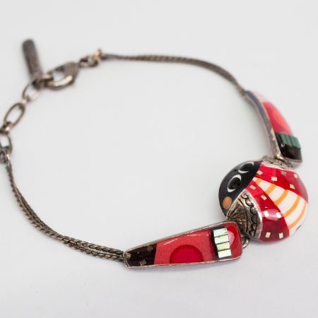 Modern Metal & Enamel Ladybird Bracelet