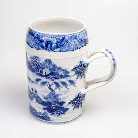 Antique Chinese Blue And White Tall Mug