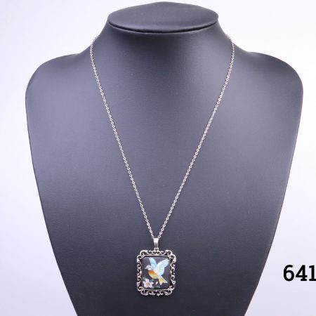 Hand-Painted Porcelain Pendant On Chain