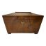 Main photo of Georgian tea caddy seen from an eye level from the front. The shape of the caddy is typical of the Georgian era with emphasis on symmetry, elegance and quality. This rosewood caddy comes complete with a key.