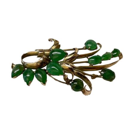 14kt Gold & Jade Spray Brooch
