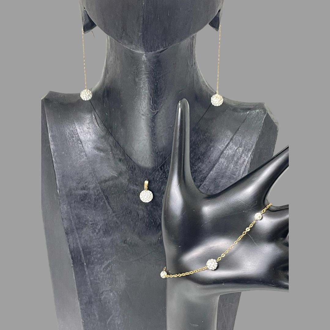 9kt Gold Earrings Pendant Bracelet Set