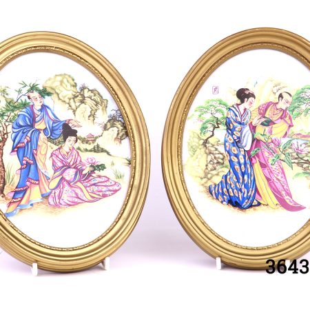 Pair Of Oriental Porcelain Pictures