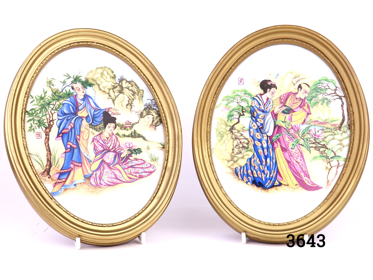 Pair Of Oriental Porcelain Pictures