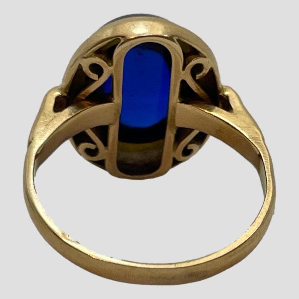 Photo of the ring from the back showing the stone setting.